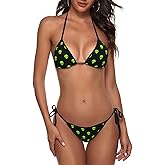 JINJINKIANG Sexy Two Pieces Bikini Sets for Women Triangle Top & Thong String Tie-Up Swimsuit