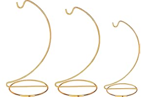 ZEERSHEE 3 Pack Gold Ornament Display Stands Hanging Hook for Air Plants, Terrariums Hanger, Glass Witch Balls, Home Wedding Christmas Decoration (9/7.9/6.3 Inch)