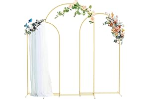 PADTICㅤ PADTIC Wedding Arch Backdrop Stand,Set of 3 Gold Metal Arch Stand,7.2FT,6.6FT,6FT Arched Backdrop Frame, Balloon Arched Backdrop Stand for Birthday Party Wedding Ceremony Baby Shower Graduation Decor