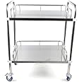2-Layer Medical Trolley Stainless Steel Healthcare Trolley Mobile Care Car Clinic Carts Medical Laboratory Equipment Carts Spa Beauty Salon Tool Car (Without Drawer)
