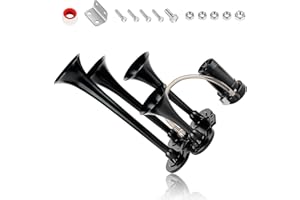 OVANOH 150db 12V Train Horn Kit，4 Speakers， Air Horn With Compressor Compatible For Trucks Cars Semi Trailers Pickup Motorhome SUV Truck Train And Other Vehicles， Ultra Loud BD
