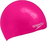 Speedo Unisex Youth Plain Moulded Silicone Swimming Cap Cherry Pink Blush view 2