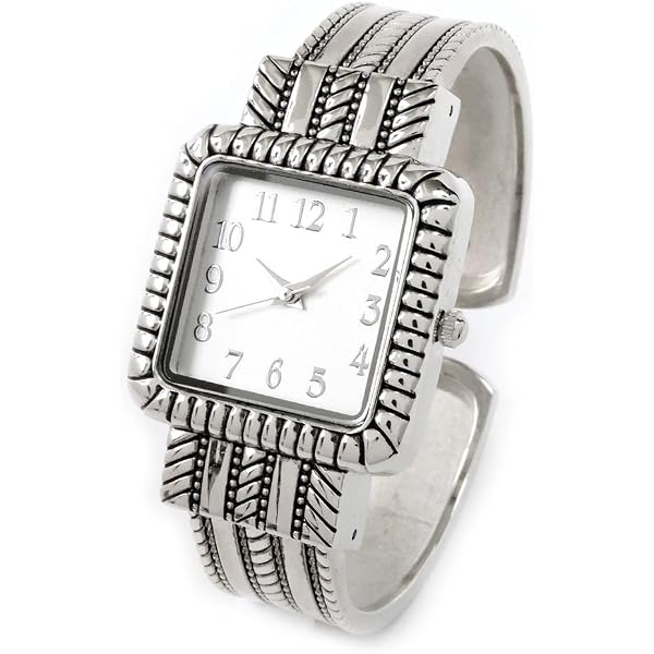 Geneva Y2K Vintage Silver Tone Square Face Bangle Cuff Bracelet Watch Geneva Bangle Rectangle Wristwatches for sale | eBay main image 4