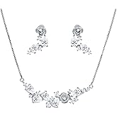 Rosec Jewels Certified Cubic Zirconia Bridal Jewelry Set in Silver, AAAA Quality, CZ Diamond Necklace Earrings Set - Gift for Women