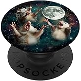 Three Possum Moon | 3 Opossum Funny Weird Cursed Meme PopSockets Adhesive PopGrip