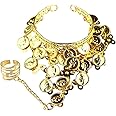 HugeStore Women Ladies Belly Dance Gypsy Jewelry Triangle Coin Bracelet Wrist Bangle Ring