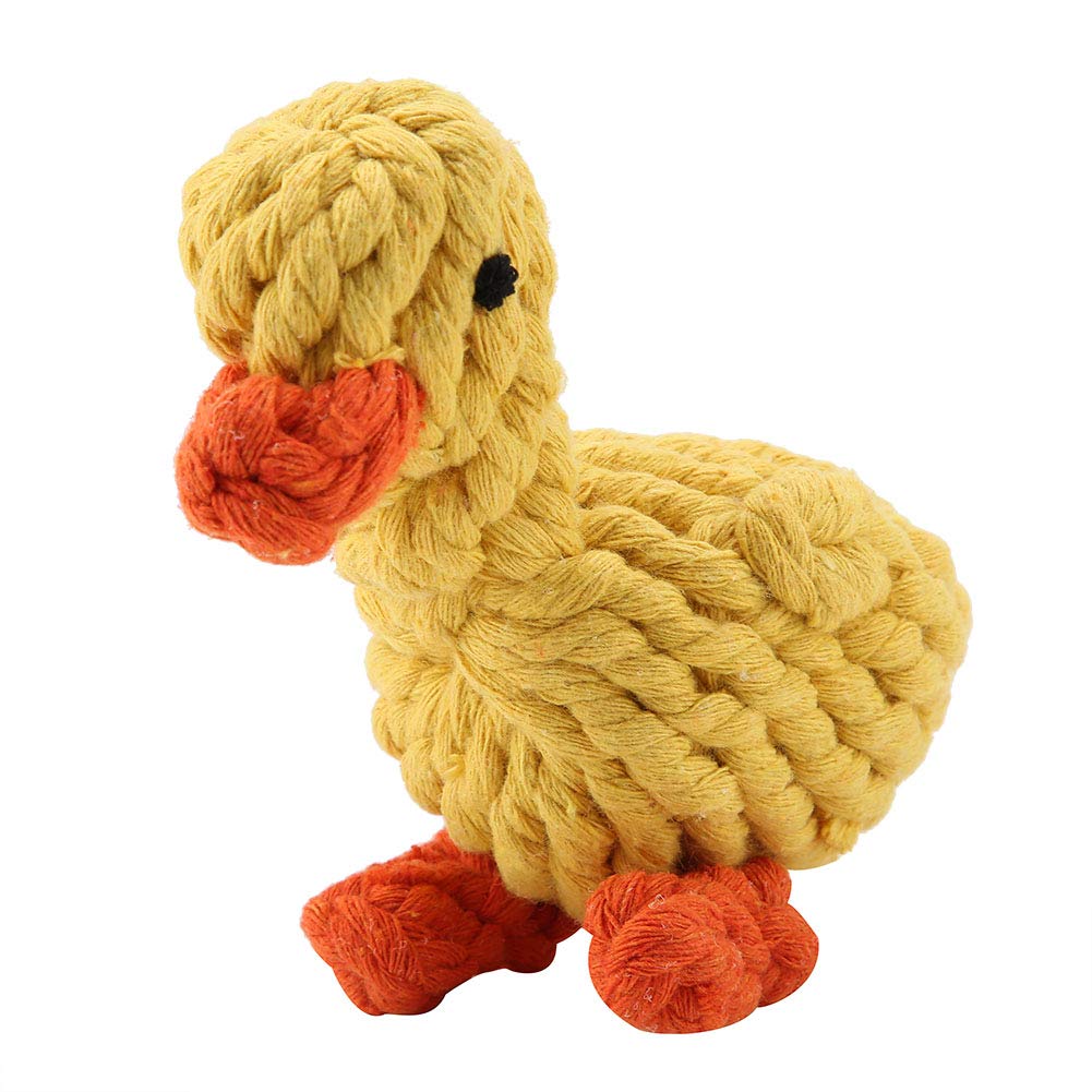 Garosa Dog Toys Cotton Rope Knot Dog Toys Cute Duck Shaped Pets Chewing Teething Cleaning Toy Interactive Pet Play Training Toy