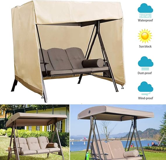 3-Seater Garden Swing Bench Cover, Heavy Duty Cover for Garden Bench