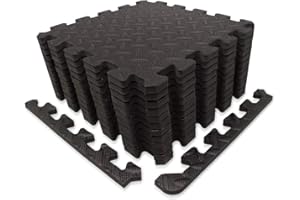 9HORN Exercise Mat/Protective Flooring Mats with EVA Foam Interlocking Tiles and Edge Pieces Suitable for Gym Equipment, Yoga, Surface Protection