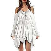 Usthirit Renaissance Fairy Dress Women's Gothic Off Shoulder Handkerchief Dress