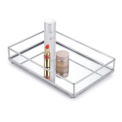 Buy Hipiwe Mirror Vanity Makeup Tray Rectangle Metal Jewelry Trinket Tray Organizer Dresser Cosmetic Perfume Tray Bathroom Storage Tray 11 8 7 8 Online In Turkey B08csfzsqf
