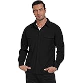 MoFiz Men's Shirt Business Casual Shirts Lighweight Shacket Button Down Long Sleeve Pocket Shirt Work Corduroy