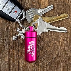 Catholic Holy Water Bottle, Pink Keychain Container