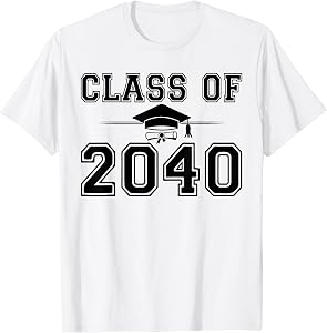Class of 2040 Grow with Me Graduation Handprint On Back T-Shirt