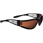 Bikershades Motorcycle Sunglasses Foam Padded with Flame design for Men Women - Free Microfiber Cleaning Case