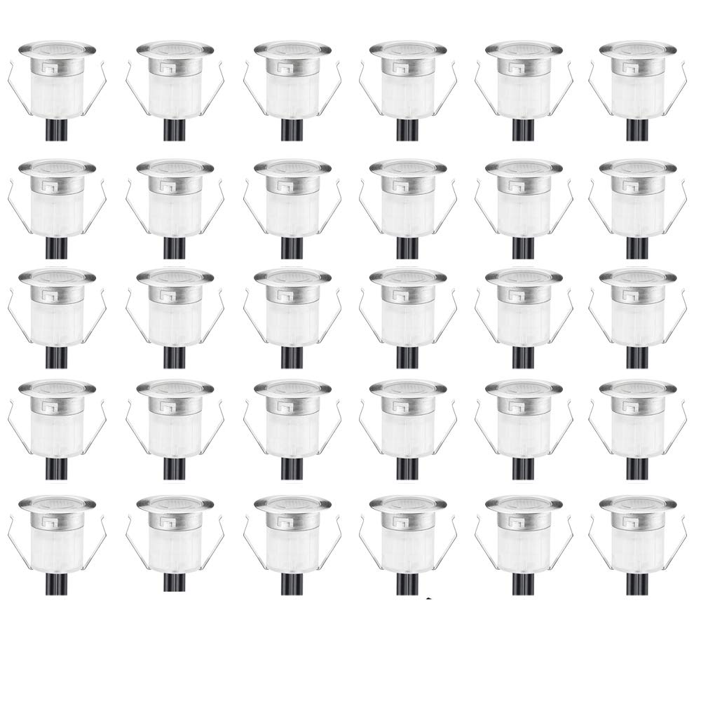 LED Deck Lights Kit, 30pcs Φ1.18 WiFi Smart Low Voltage Recessed RGB Deck Lights In-ground Lighting Waterproof Outdoor Yard Path Stair Landscape Decor, Fit for Alexa,Google Home