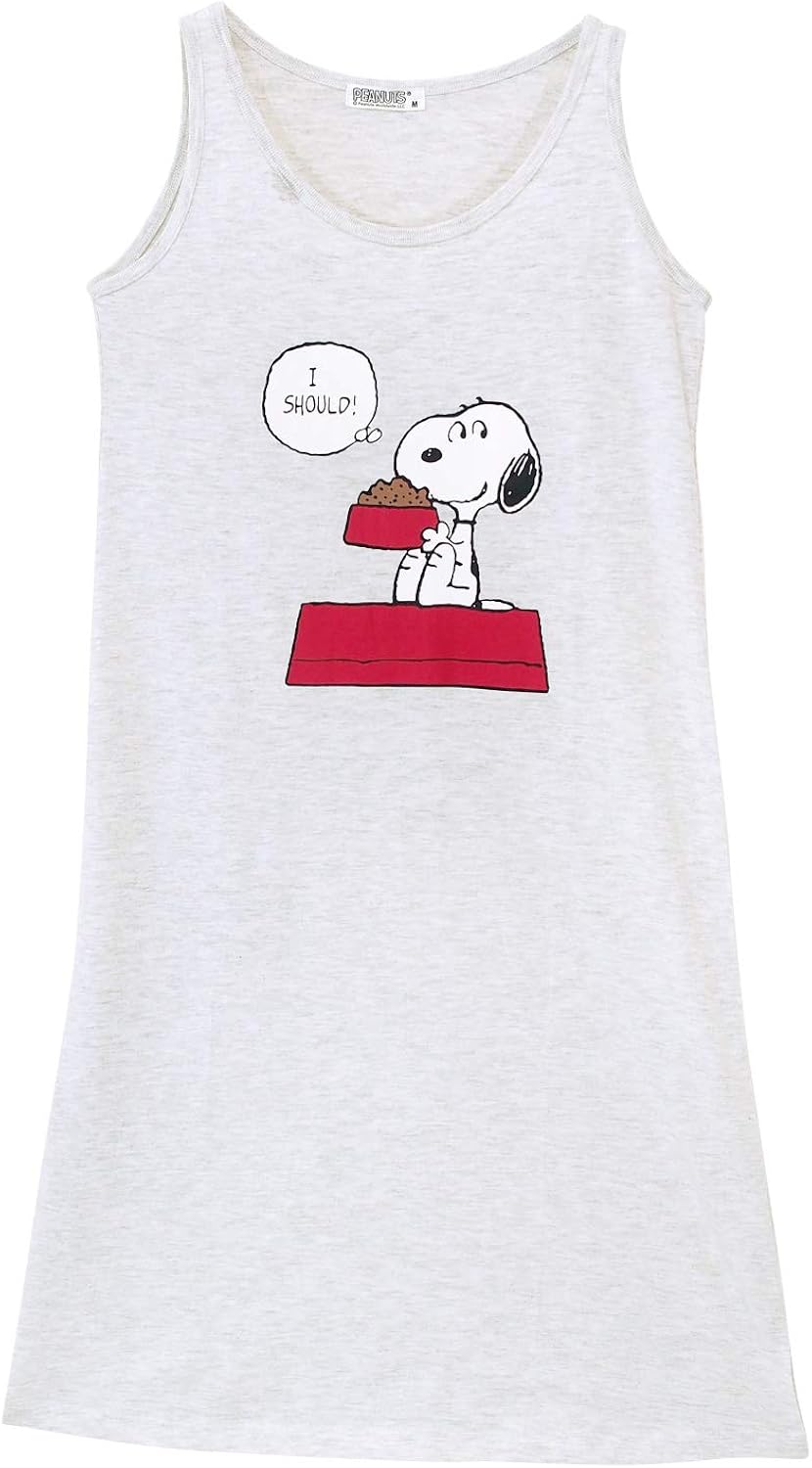Amazon Peanut ピーナッツ スヌーピー Snoopy ビックタンクトップ ルームウェア ワンピース 天竺ニット素材 レディース キャミソール ロング丈 ネグリジェ マタニティ パジャマ 大人用 高校生 中学生 ｍ ｌ ｌｌ Tシャツ カットソー 通販