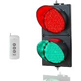200mm(8inch) LED Traffic Light, Remote Control Red Green Stop Go Light | AC85-265V, 150,000-Hr Lifespan, 100ft Remote Range, IP65 Waterproof PC Case, for Garage / Warehouse / Construction