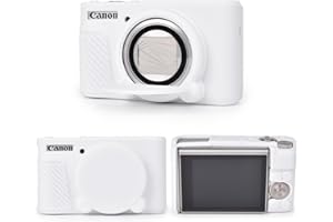 MUZIRI KINOKOO Camera Case for Canon PowerShot SX740 SX730 HS Camera - Soft Silicone Bag for Canon SX730 SX740 HS Camera with Removeable Lens Cover - Slim Fit Lightweight - White