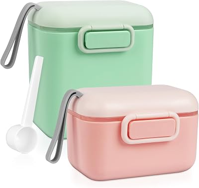 Aolso Baby Milk Powder Dispenser 2-Pack 800ml 400ml with Sealed Lid Spoon