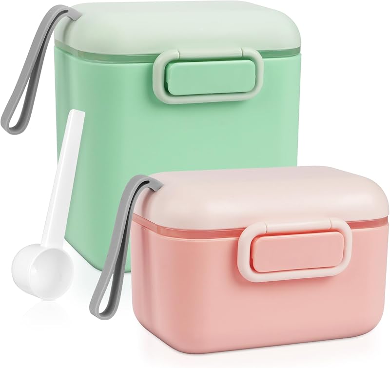 Aolso Baby Milk Powder Dispenser 2-Pack 800ml 400ml with Sealed Lid Spoon