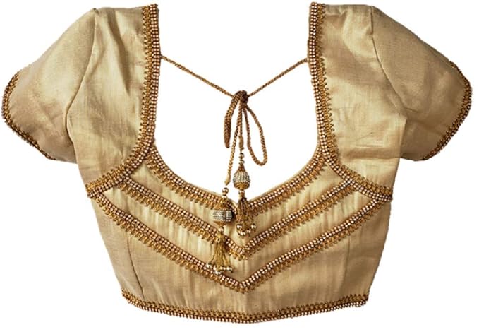 Noories Corner Women's Tissue Neck Design Readymade Blouse Shining Gold, Yellow, Orange, Purple, Black, Grey, Green, Meroon, (Size: 32-46)