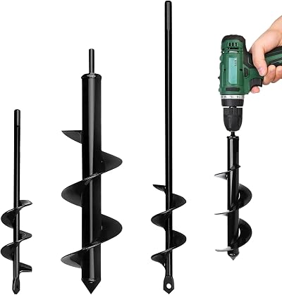 Suewidfay Garden Auger Drill Bit 4.6x37cm 8x30cm 4x22cm Post Hole Digger