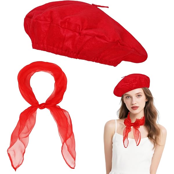 1237 36 Pcs Wool Beret Hats Solid Color French Beanie Hat With Silk Scarf Amazon.com: Jamntower 36 Pcs Wool Beret Hats Solid Color  main image 4