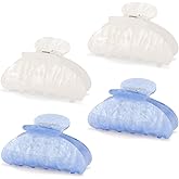 Vovii 4Pcs Acrylic Claw Clips for Women Hair Accessories, Medium Sized Cute Trendy Claw Clips for Thick Thin Hair (White, Blue)