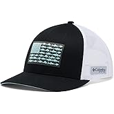 Columbia Unisex Unisex PFG Fish Flag Mesh Snap Back Hat, Black/White, One Size