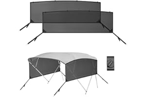 Detachable Clip in Bimini Top Mesh Sidewalls, Boat Sun Shade Universal Fit for 4 Bow Bimini Tops, with Straps Clips (Bimini T