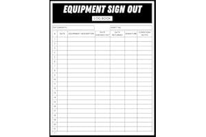 Equipment Sign Out Log Book