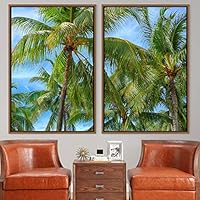 2 Piece Framed Canvas Wall Art Palm Tree Canvas Prints Home Artwork Decoration for Living Room,Bedroom - 16