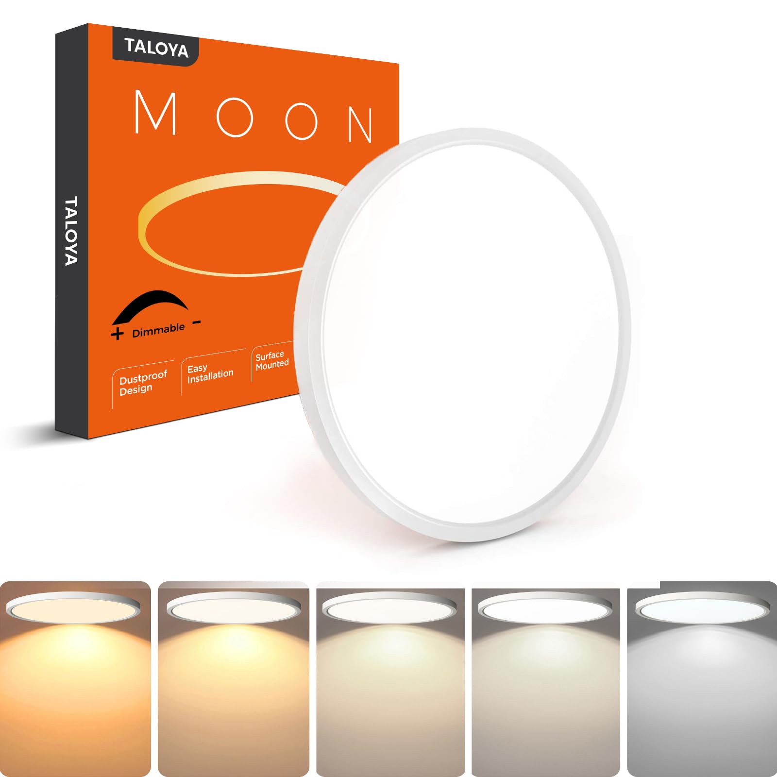 TALOYA Dimmable Flush Mount Ceiling Light,10Inch,20W,5 CCT,LED Ceiling Light Fixture for Bedroom,Kitchen,Living Room,White Image