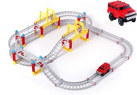 Amazon kani プラレール 車レール 電動軌道 トラックス ミニカー 双層レール 模型レールおもちゃ 知育玩具 都市レールベーシックセット 車両 レールセット おもちゃ