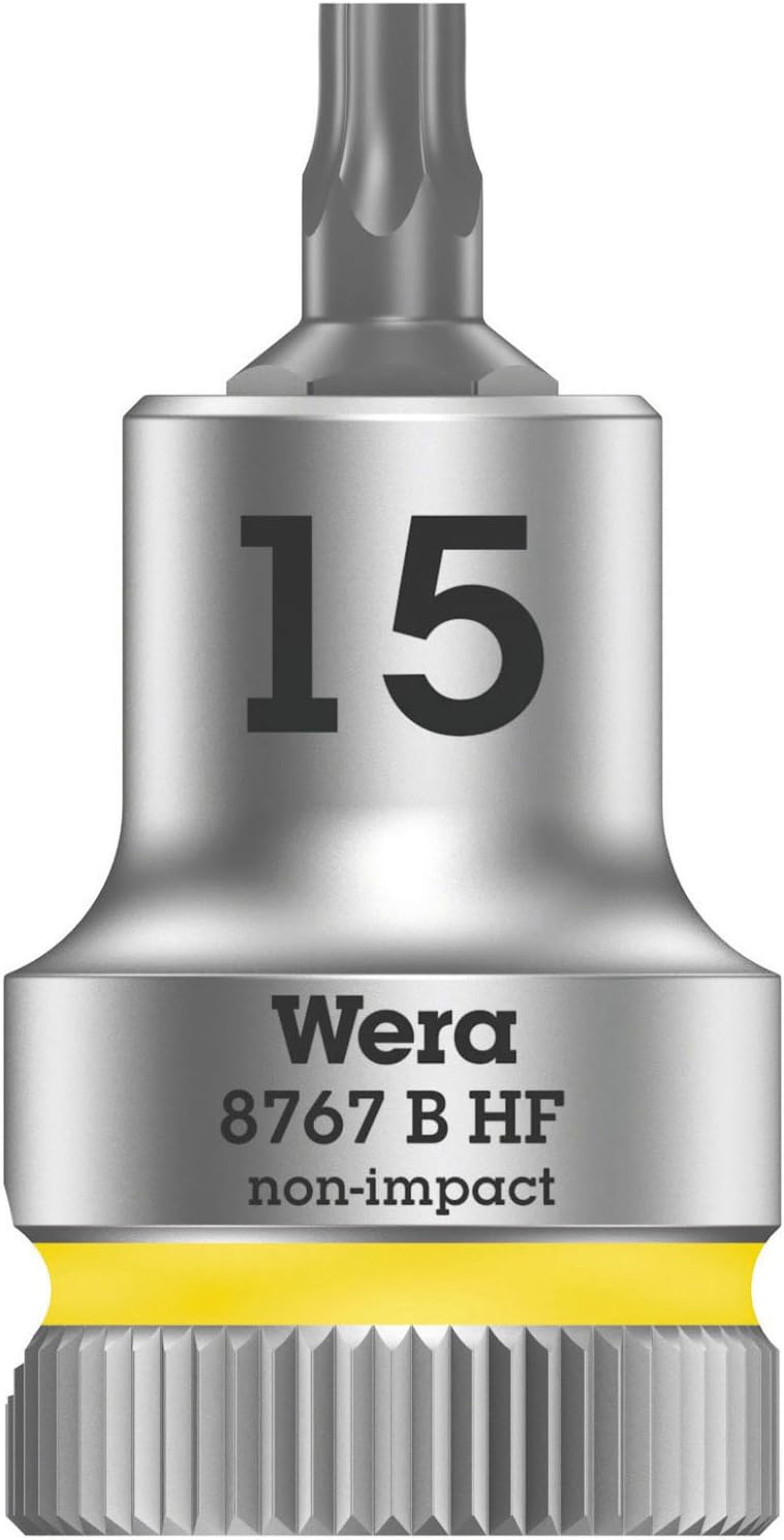 Wera 05003060001 8767 B Holding Function Torx Zyklop Bit-Socket, Bright Yellow, 3/8-Inch, TX 15 x 35 mm
