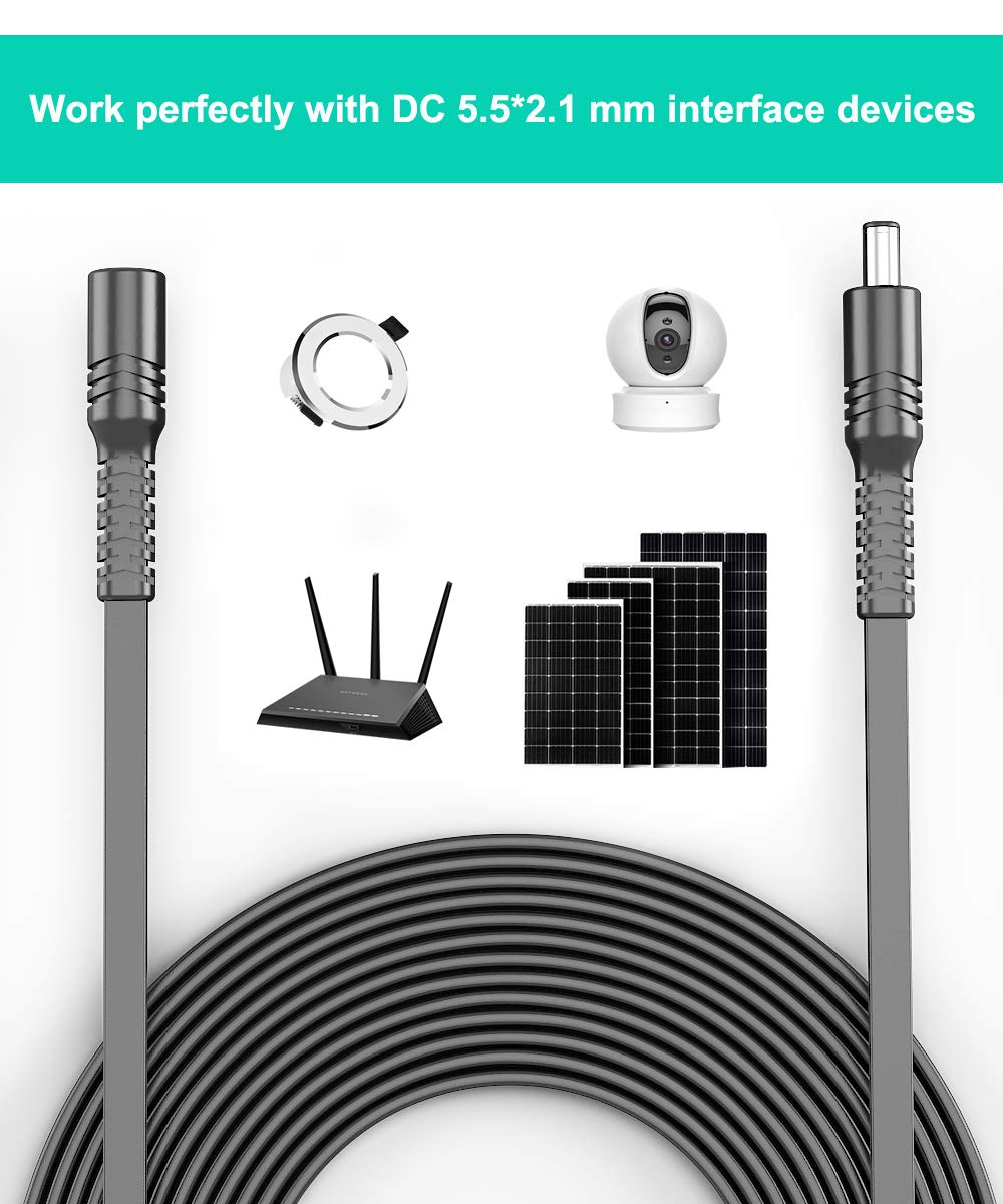 Itramax 30ft 12V DC Extension Cable 2Pack,Power Supply Extension Cord 2.1mm x 5.5mm 5521 DC Adapter Flat Female to Male Extender Wire for IP Network,CCTV Security Camera,DVRs,5V,9V,24V,Volt,25