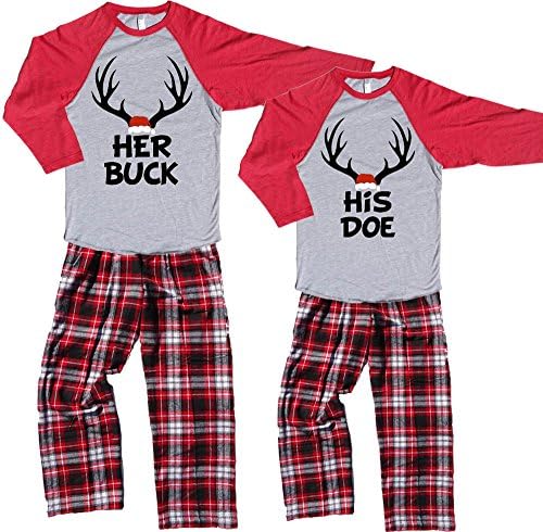 His Doe Antlers Pajama Set - Adult Large, Red/Grey Baseball, CRB Pants (449)