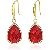 Hypoallergenic Teardrop Crystal Earrings | 14K Gold Plated Handmade Jewelry | Gemstone Dangle Earrings Gift for Brides, Sensitive Ears
