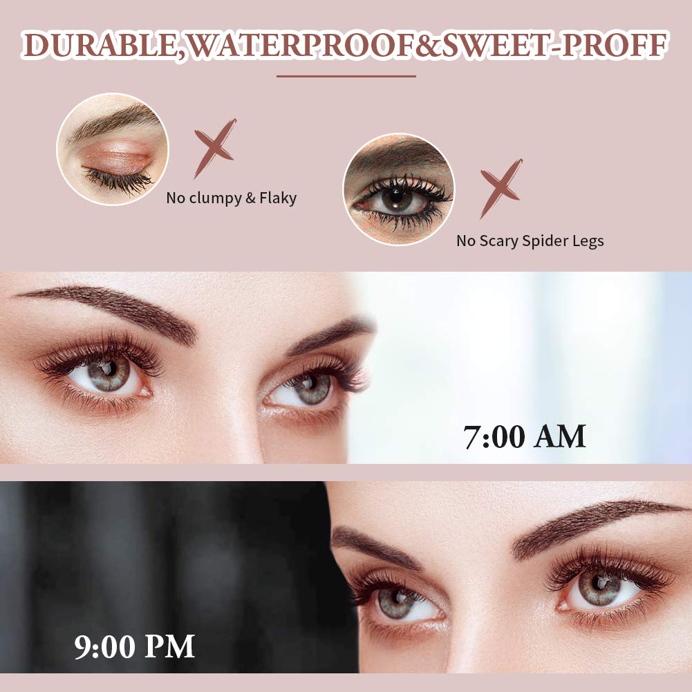 4D Silk Fiber Lash Mascara, Natural Waterproof Smudge-proof Mascara, Natural Thickening Lengthening Mascara No Clumping, No Smudging Lasting All Day : Beauty