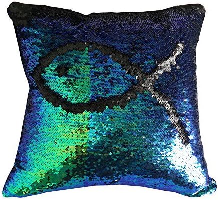 Livedeal Reversible Sequins Mermaid Pillow Cases 40*40cm Multi Green and Black by Livedeal