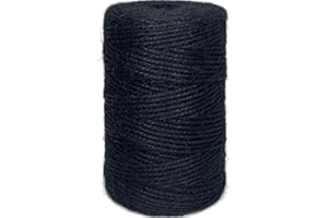 LEECOGO Colored Jute Twine 328 Feet Durable Natural Jute Rope String Perfect for Arts Crafts Mason Jars knife handle Wrapping Wedding Decorations Home Gardening Durable Packing String for Gifts Presents,Black