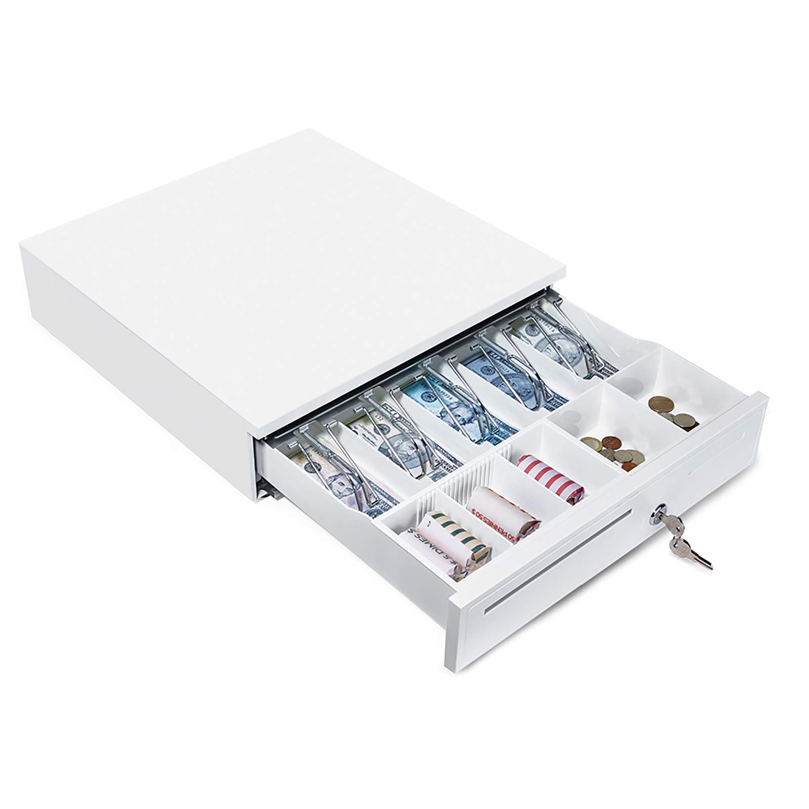 Buy MUNBYN White Cash Drawer, 16" Heavy Duty Cash Register for Point of