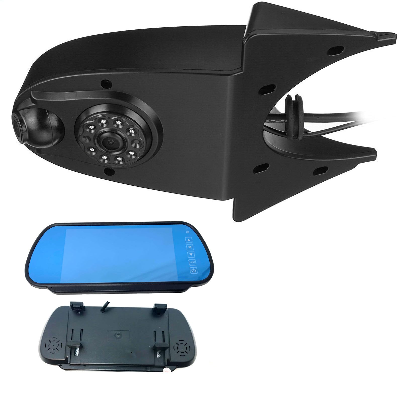 Dolphin Automotive Universal Dual Van Reversing Camera / Twin Parking Camera Roof Mounted Birdseye Rear View (Camera With 7" Mirror Monitor) — image 1