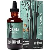 North Spore Organic Chaga Mushroom Tincture (4 oz) | 100% Fruiting Body Extracts | Immune Support, Energy, and Balance | Certified Organic, Vegan, Non-GMO | Adaptogenic, Nootropic | Made in USA