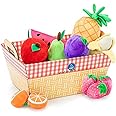 Educational Insights Plush Fruit Basket 12-Piece Set, Pretend Play Food, Early-Learning Skills, Ages 2+
