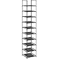 SONGMICS Shoe Rack, 10 Tier Shoe Shelf, Shoe Storage Organizer, Space-Saving, 13 x 13 x 68.1 Inches, Metal Frame, Non-Woven Fabric Shelves, for Entryway, Bedroom, Black ULSR110B02