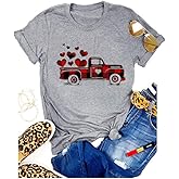 YourTops Women Buffalo Plaid & Leopard Heart T-Shirt