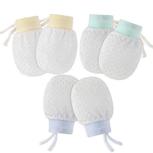 Hifot Neugeborenes Baby Baumwollhandschuhe No Scratch Fäustlinge 3 Paar, Infant Kleinkind Jungen Mädchen Soft Anti Scratch Fä