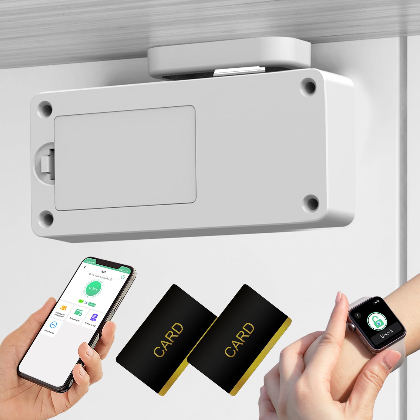 Eseesmart RFID Cupboard Lock, Bluetooth Electronic Child Proof Cupboard Cabinet Drawer Lock for Kitchen Liquor Cabinet Drawer Locker Cupboard